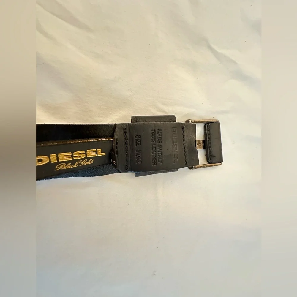 Diesel Men’s Black Gold Belt Size 32 - Picture 3 of 9